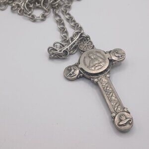 Vintage Catholic Crucifix and Reliquary Saint Teresa of Avila Necklace Pendant